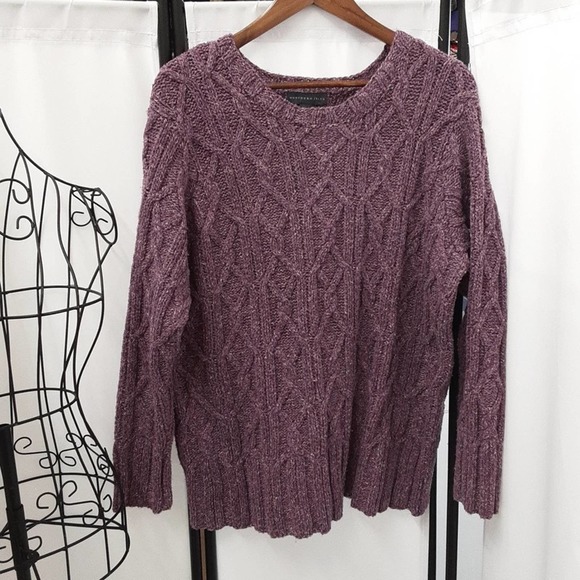 Cozy Purple Chunky Cotton Blend Spring Beach Sweater - Picture 3 of 8